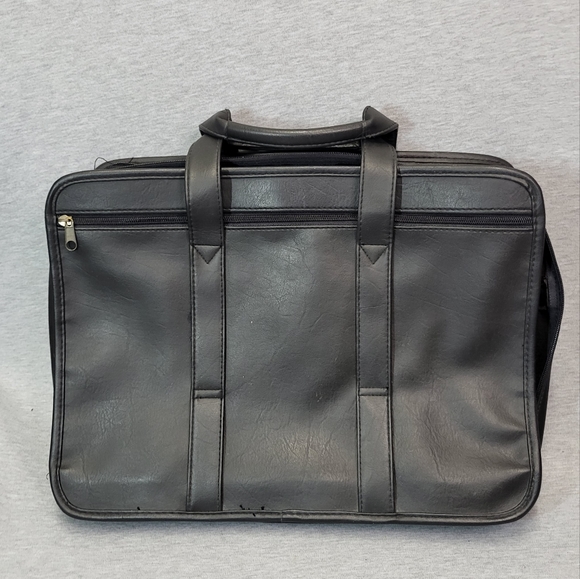 Black leather attache case, briefcase, computer bag - Picture 2 of 3